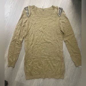 Wool & Cashmere Olive Green IRO Sweater with sequin shoulder detail - Size 0